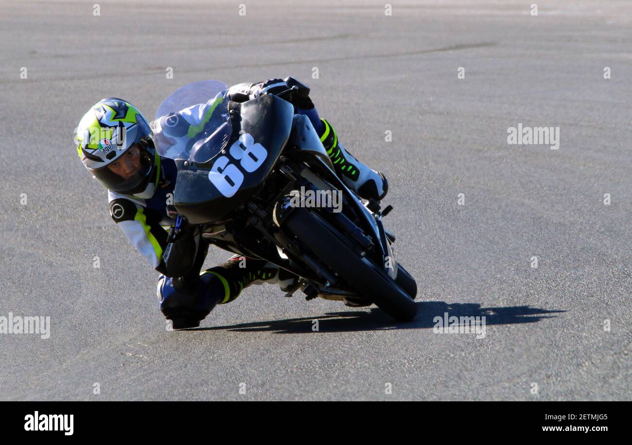 Superbike Testing at Winton. Stock Photo