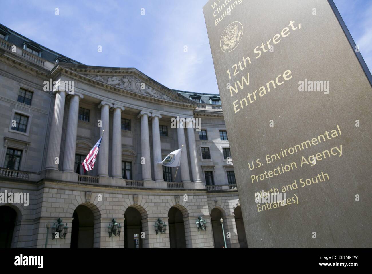 A logo sign outside of the headquarters of the United States ...