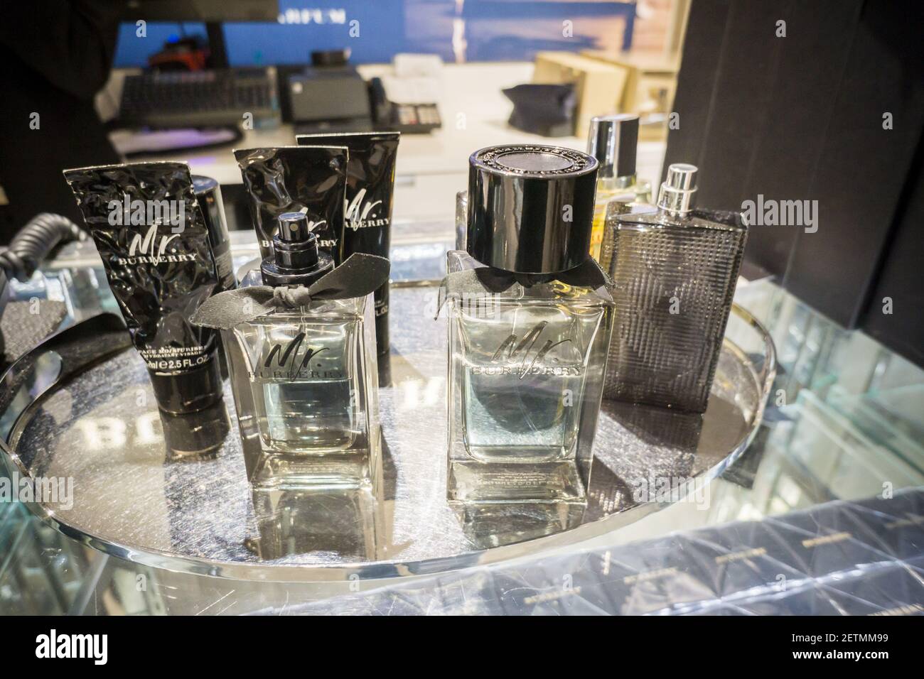 Testers of Burberry perfume are seen in Macy s Herald Square