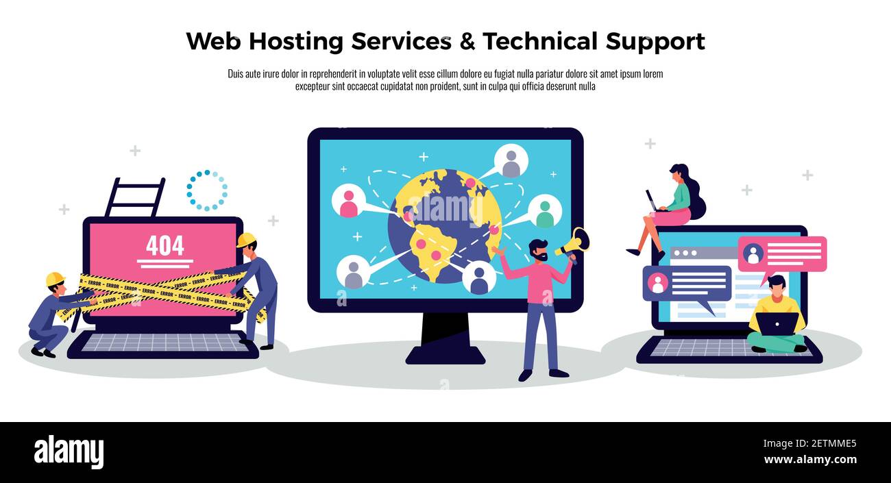 Mobile application poster with web hosting services symbols flat vector