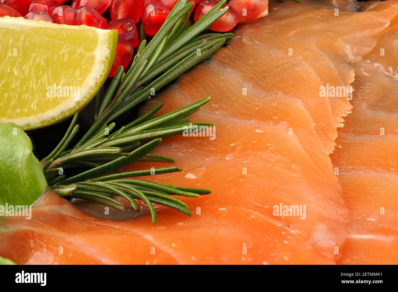 Salted salmon. The texture of red fish. Macro photography of red fish