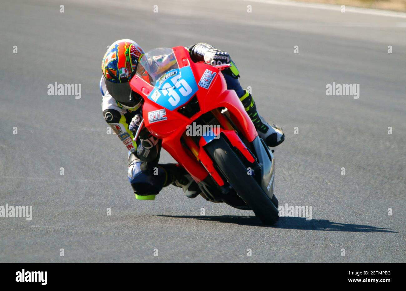 Superbike Testing at Winton. Stock Photo