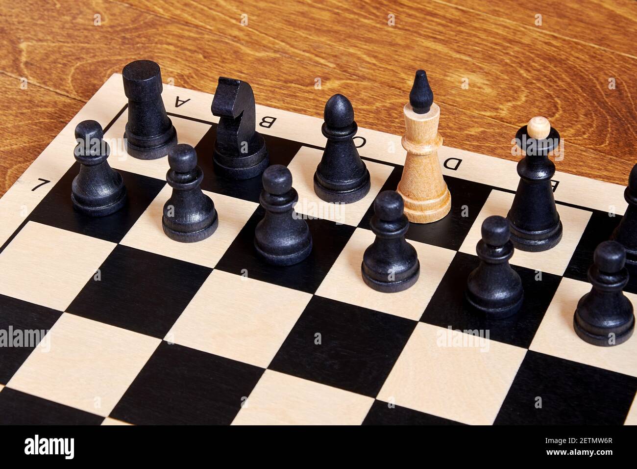 Conceptual representation of a traitor in government based on chess pieces. Symbol of spy and double agent Stock Photo