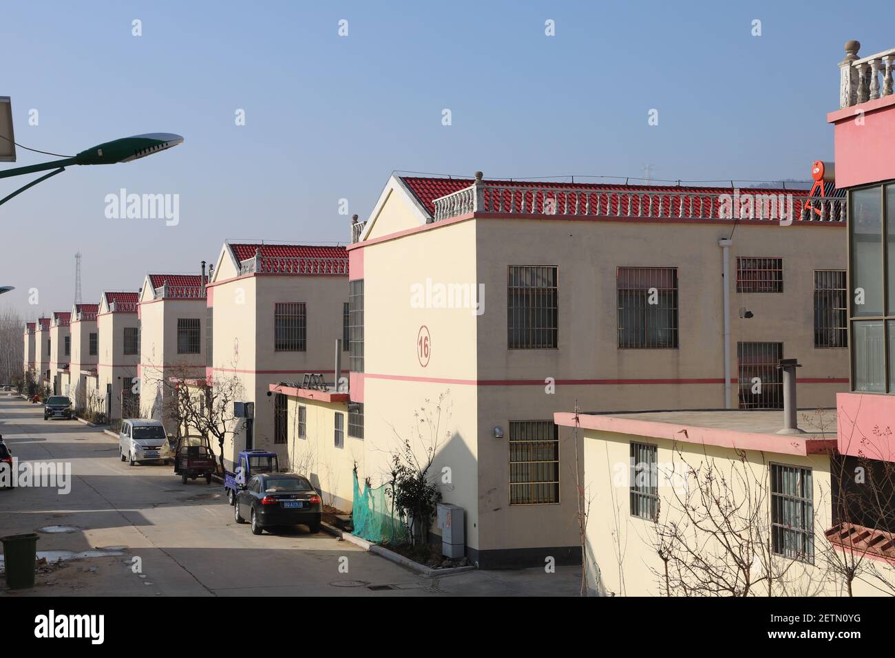 LINYI, CHINA - MARCH 2, 2021 - Photo taken on March 2, 2021 shows a new rural residential site in Matouya Village, Xuezhuang Town, Fei County, Linyi, Shandong Province. China's great achievements in poverty alleviation. (Photo by Wang Jianfeng / Costfoto/Sipa USA) Stock Photo