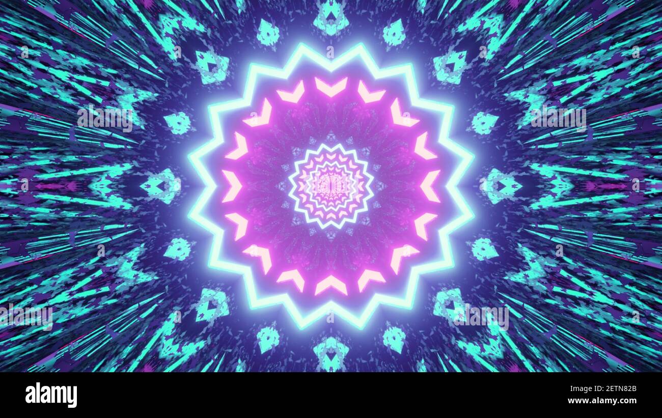 Abstract geometric background with glowing rays in 3D illustration ...