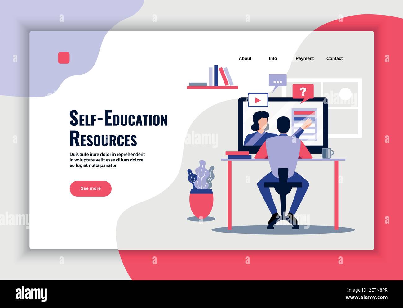 Online education page design with learning resources symbols flat ...