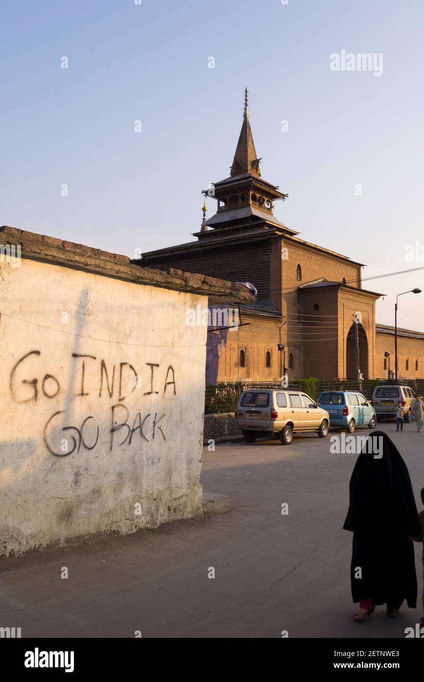 Kashmir, India. Political graffiti in Srinagar Stock Photo