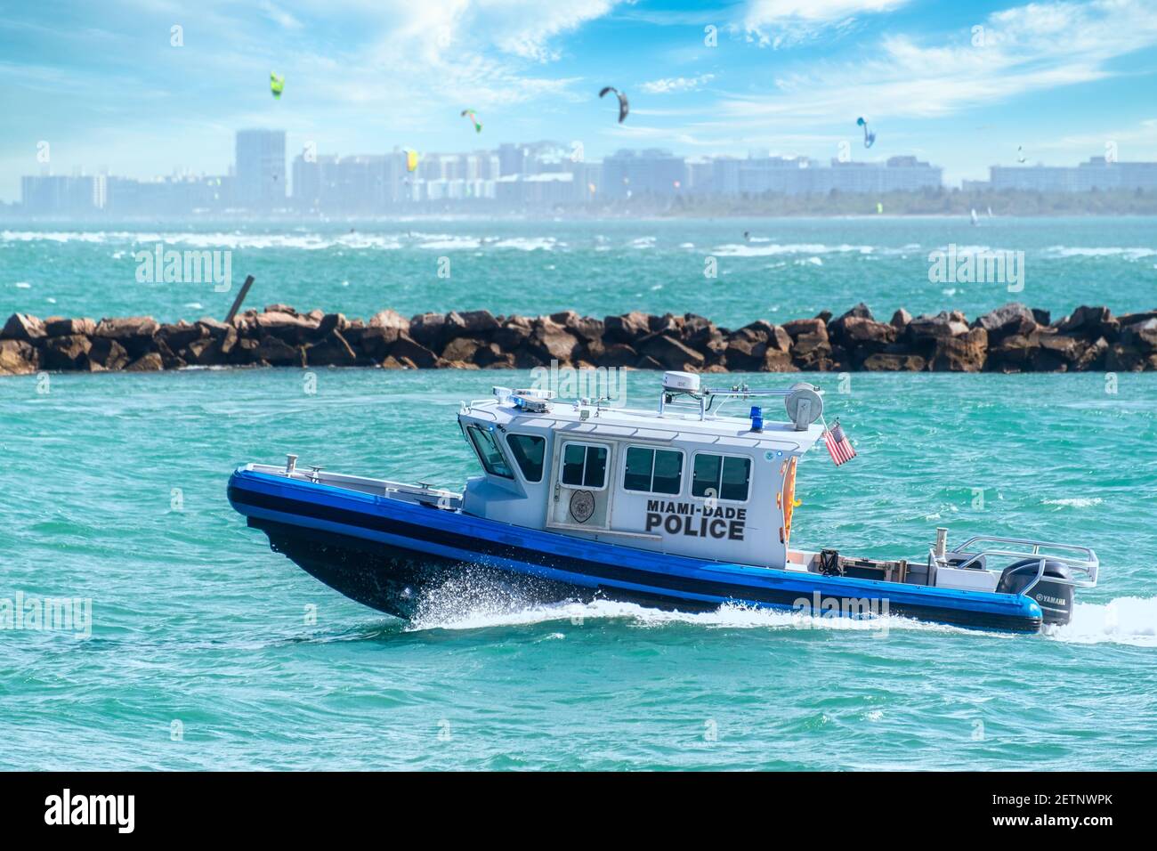 Water patrol of the Miami-Dade Police, Florida, USA Stock Photo