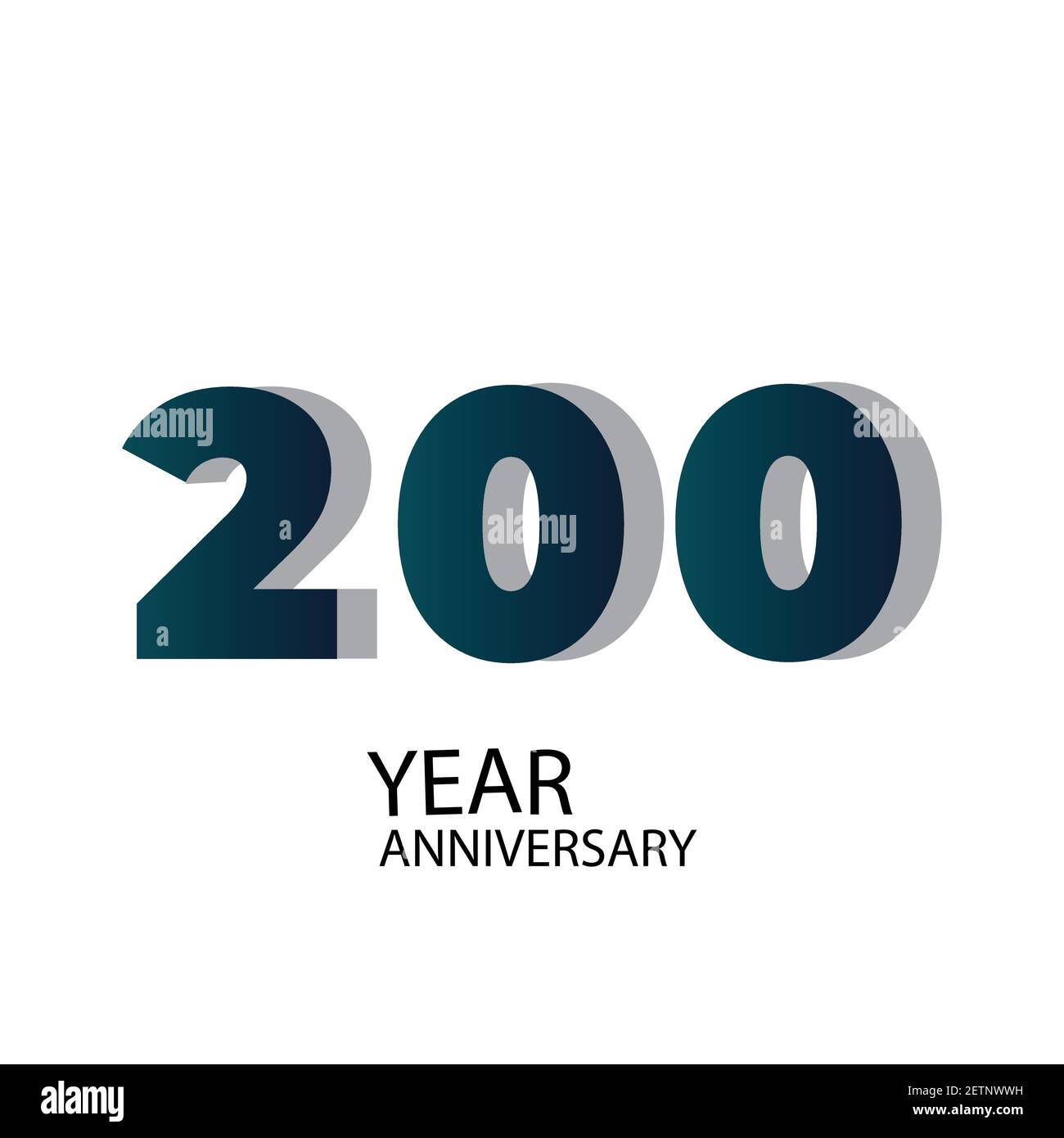 200 Year Anniversary Vector Template Design Illustration Blue Elegant White Background Stock Vector