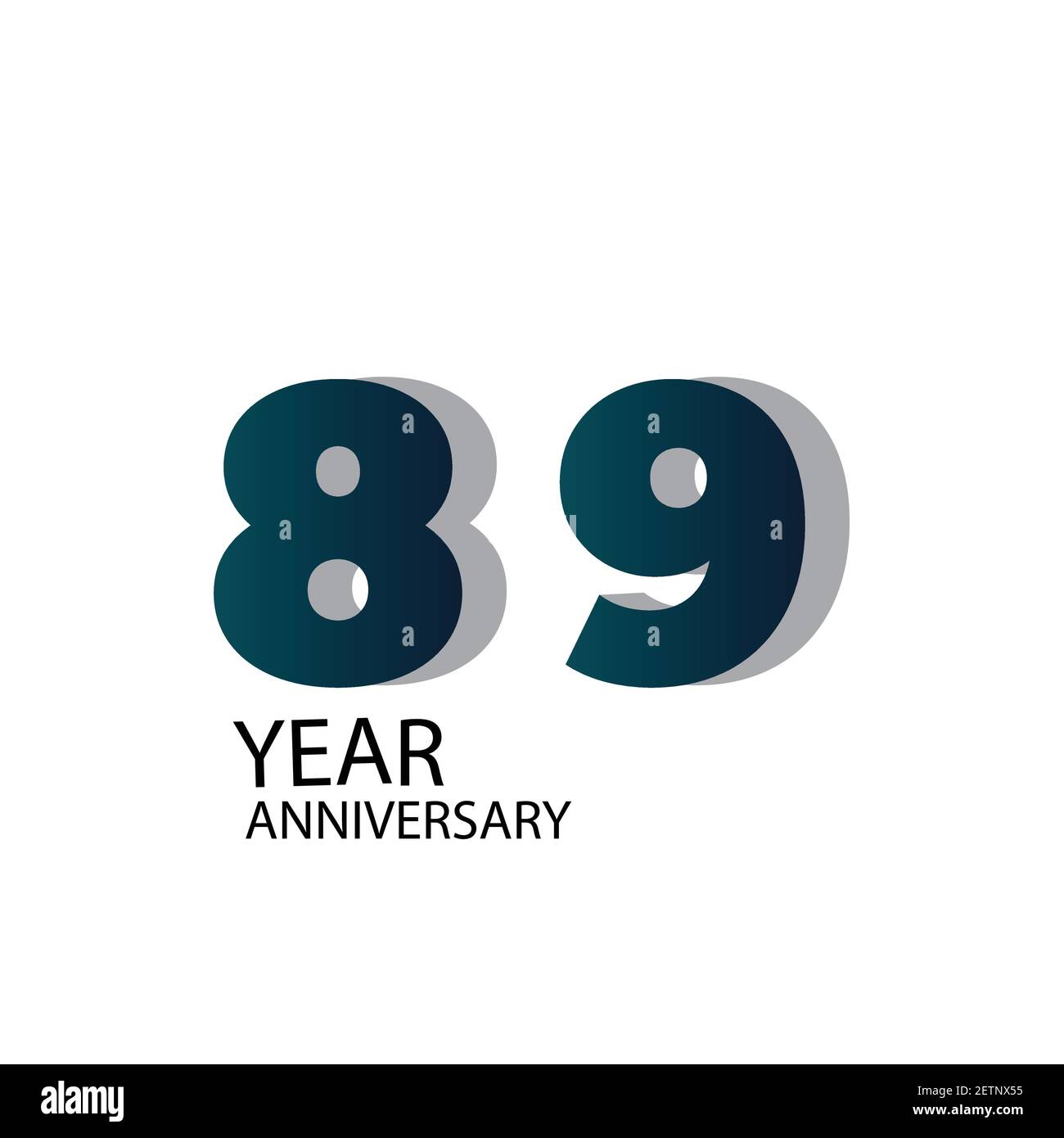 89 Year Anniversary Vector Template Design Illustration Blue Elegant White Background Stock Vector