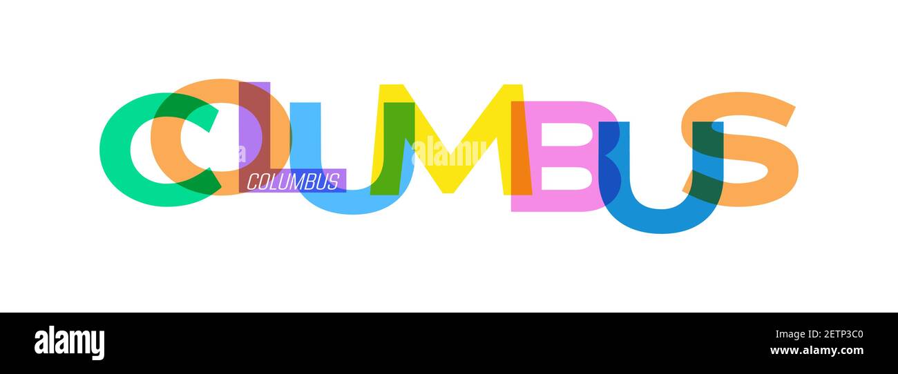 COLUMBUS. Lettering on a white background. Vector design template for ...