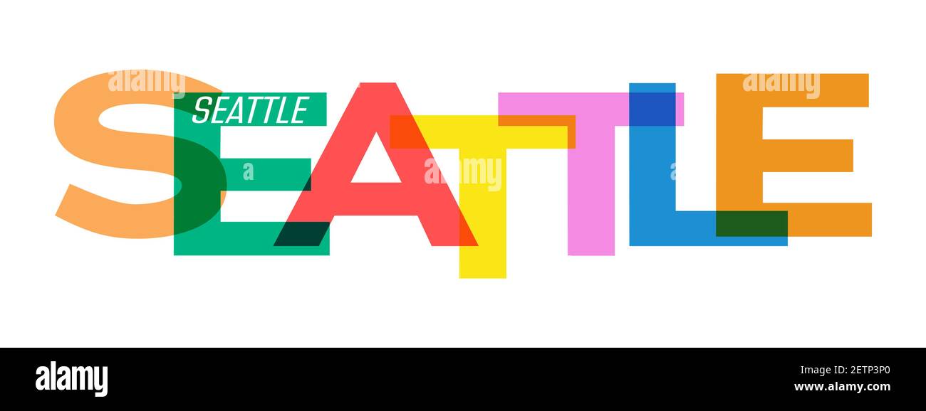 SEATTLE. Lettering on a white background. Vector design template for ...