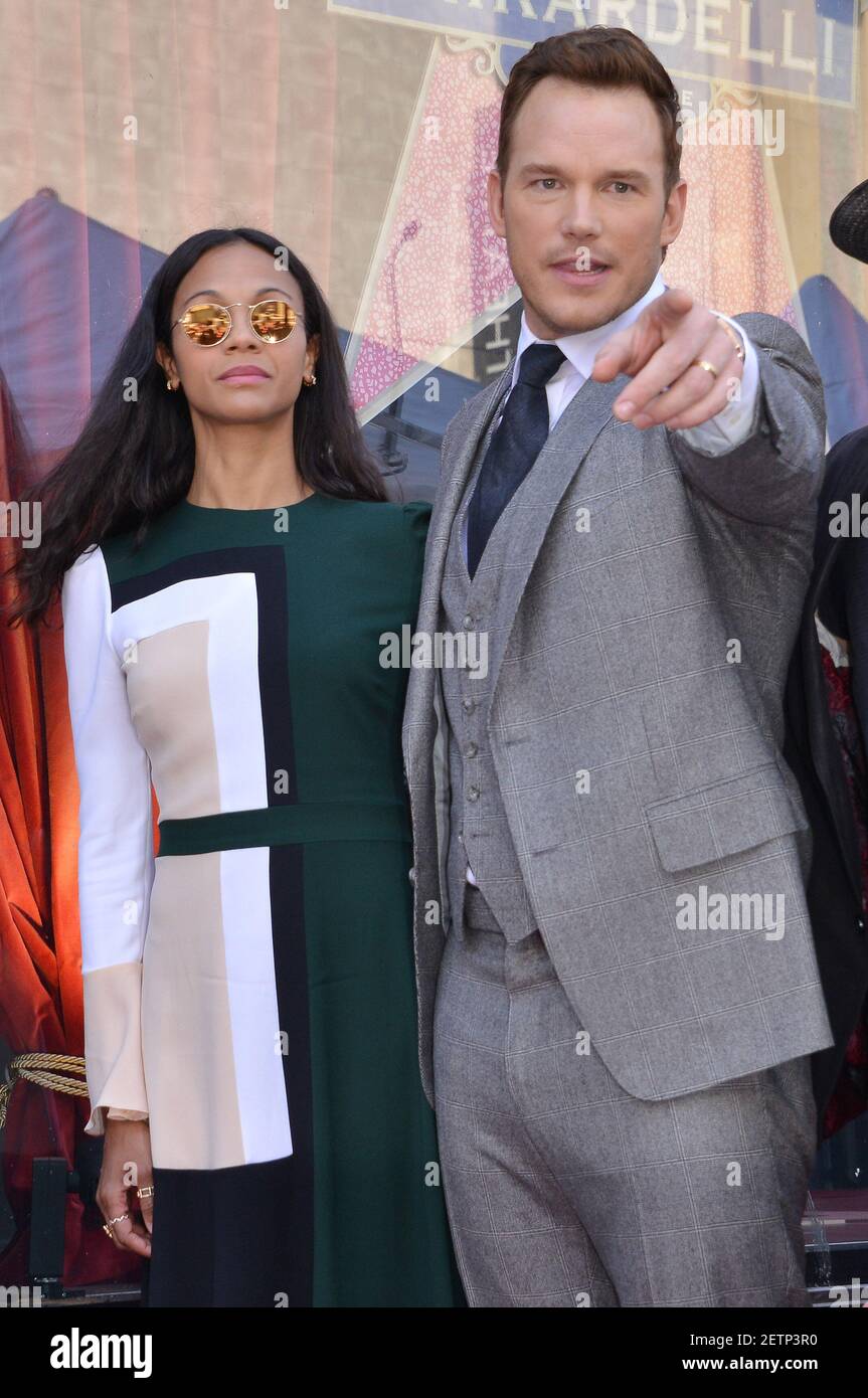 (L-R) Zoe Saldana and Chris Pratt at the Chris Pratt On The Hollywood