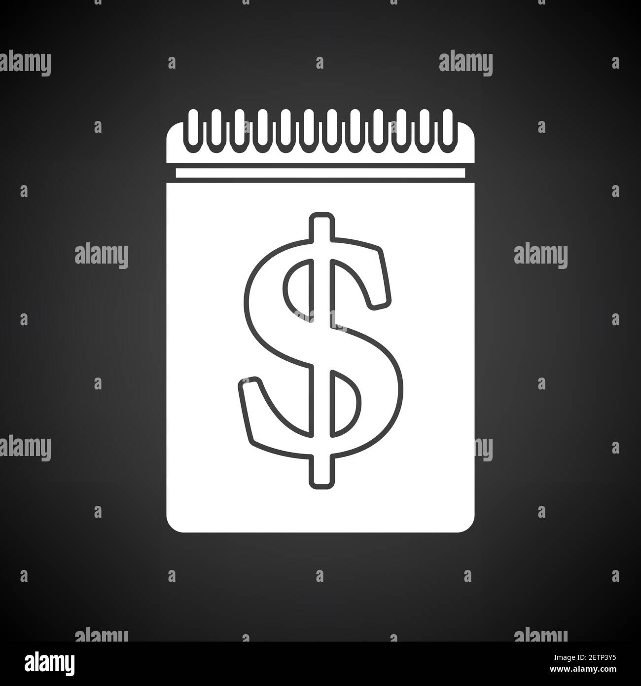 Dollar Calendar Icon. White on Black Background. Vector Illustration. Stock Vector