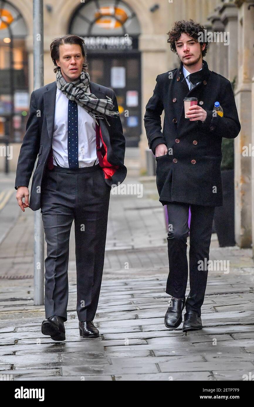 Sage Willoughby (right), with an unknown man, arrives at Bristol Crown Court where he and three others are appearing charged with criminal damage over the toppling of the Edward Colston statue in Bristol during the Black Lives Matter protests in June last year. Picture date: Tuesday March 2, 2021. Stock Photo
