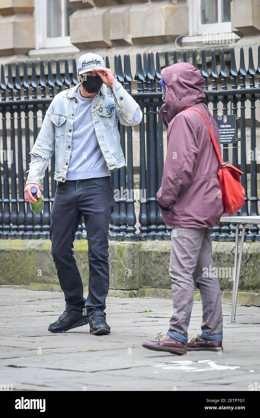 Jake Skuse (left) before arriving at Bristol Crown Court where he and three others are appearing charged with criminal damage over the toppling of the Edward Colston statue in Bristol during the Black Lives Matter protests in June last year. Picture date: Tuesday March 2, 2021. Stock Photo