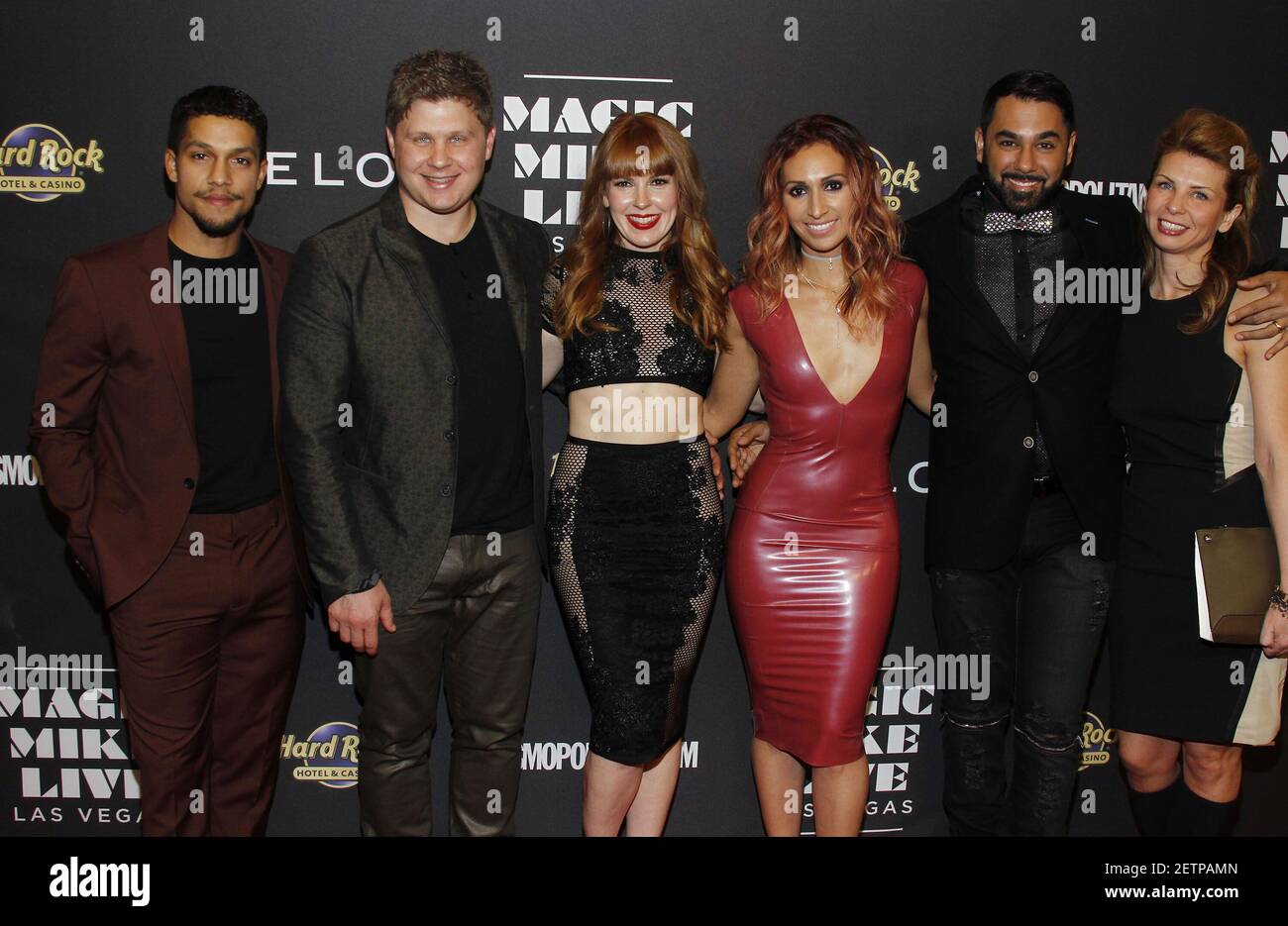 Luke Broadlick, Vincent Marini, Alison Faulk, Teresa Espinosa, Jack Rayner  and Rachel O'Toole arrive for the MAGIC MIKE LIVE LAS VEGAS Opening Night,  Club Domina at Hard Rock Hotel & Casino, Las