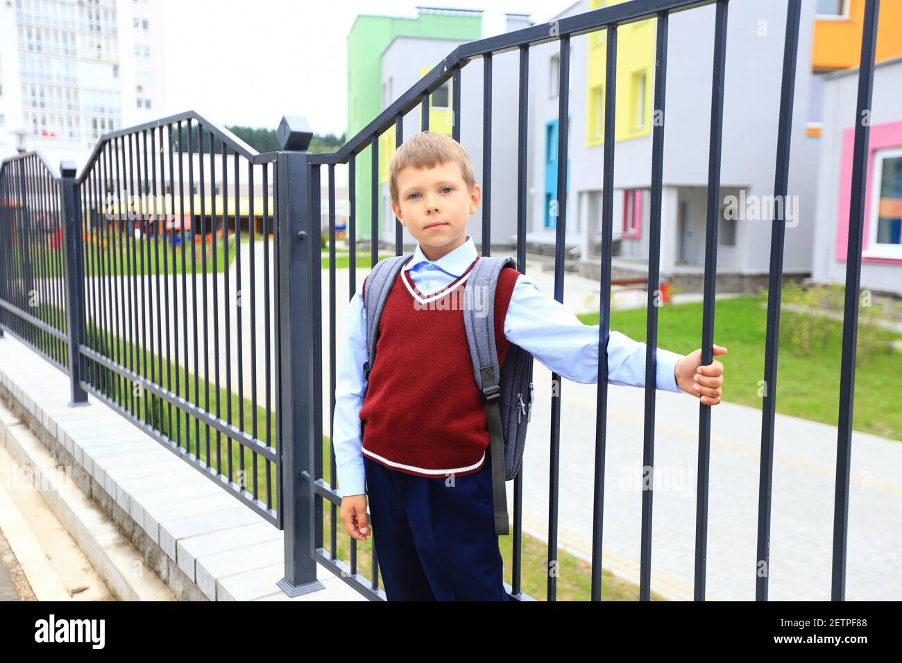 Child going to school uniform hi-res stock photography and images - Alamy