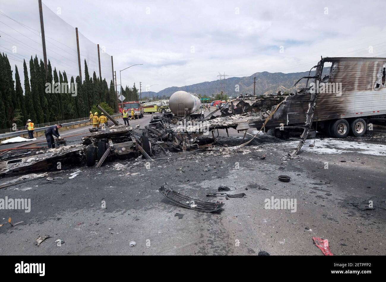 The scene after a multi-vehicle crash on 5 Freeway near Griffith Park ...
