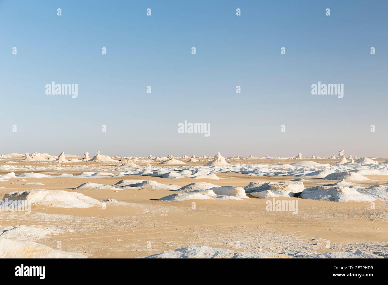 View over the white desert, Western Libyan desert, Egypt Stock Photo