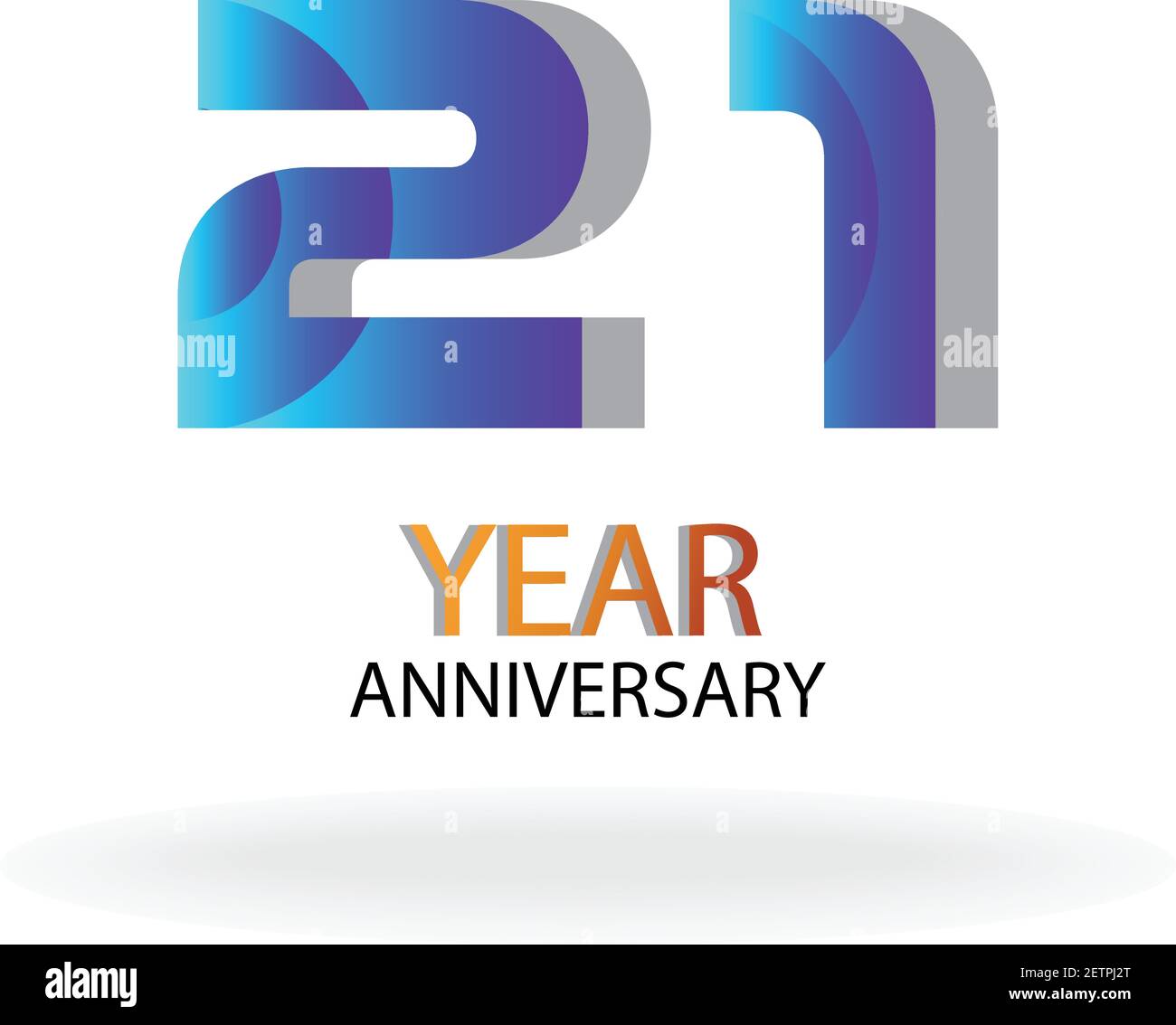 21 Year Anniversary Vector Template Design Illustration Blue Elegant White Background Stock Vector