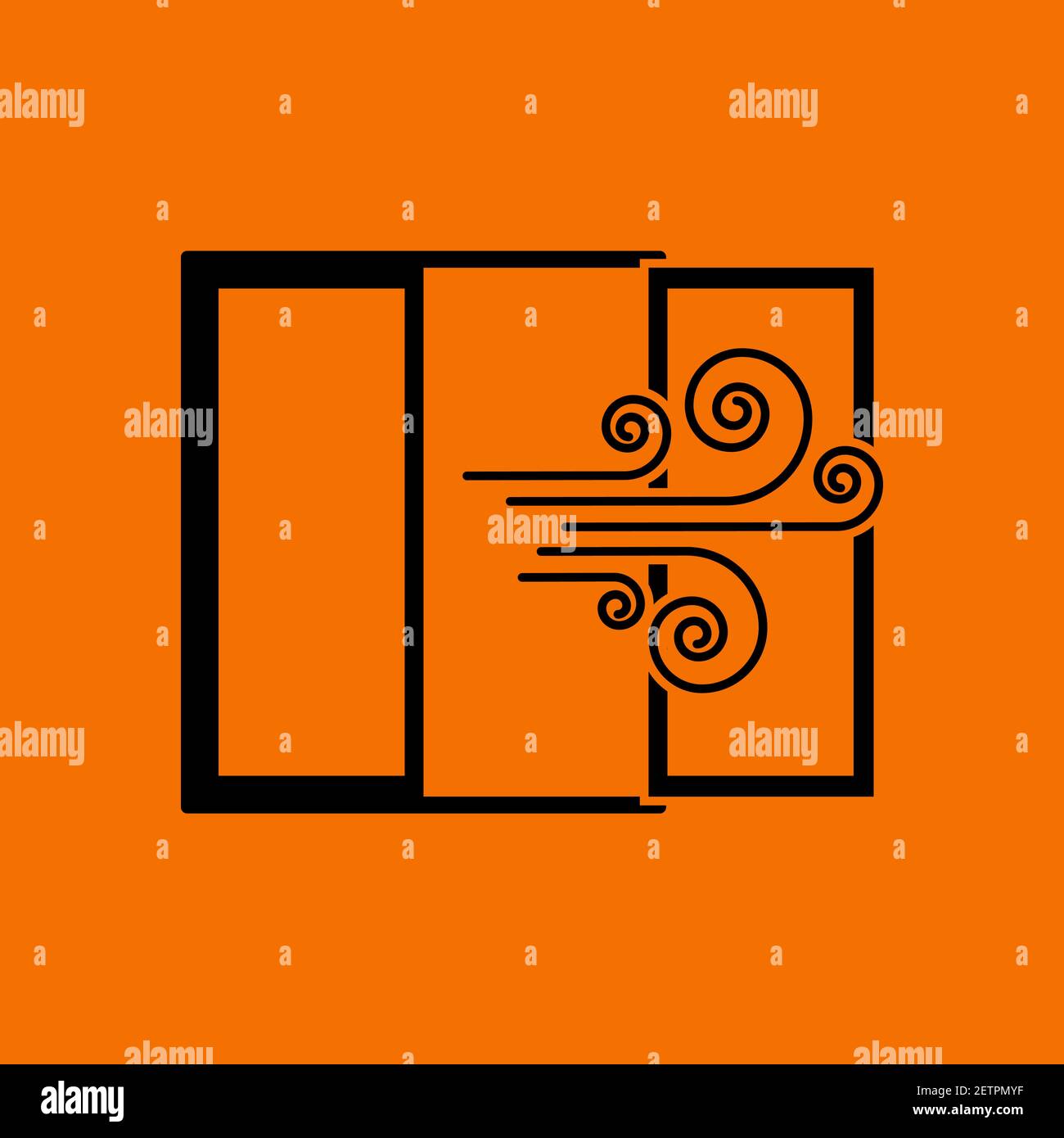 Room Ventilation Icon. Black on Orange Background. Vector Illustration. Stock Vector