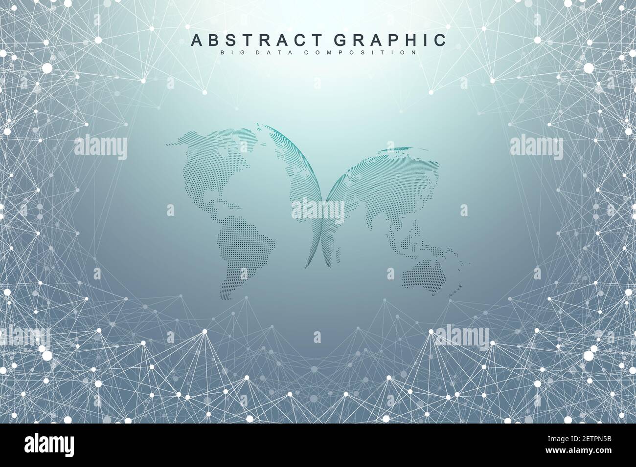 Abstract perspective background with connected line and dots. Network ...