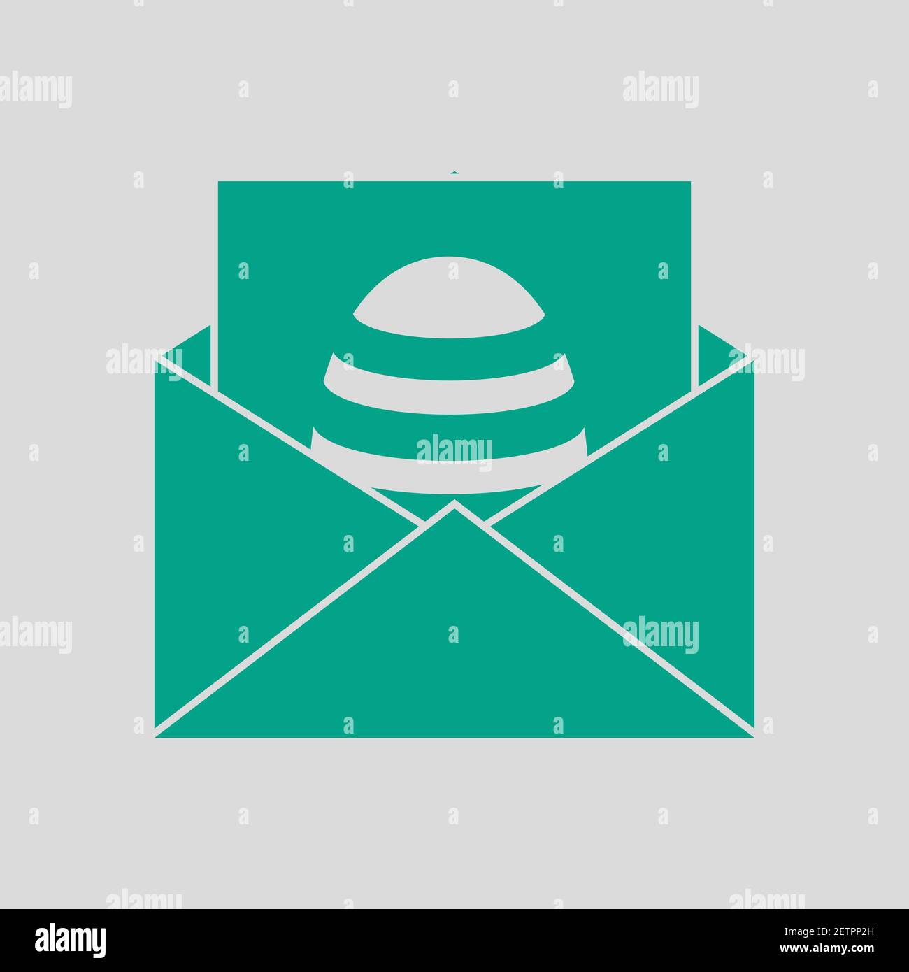 Envelop With Easter Egg Icon. Green on Gray Background. Vector Illustration. Stock Vector