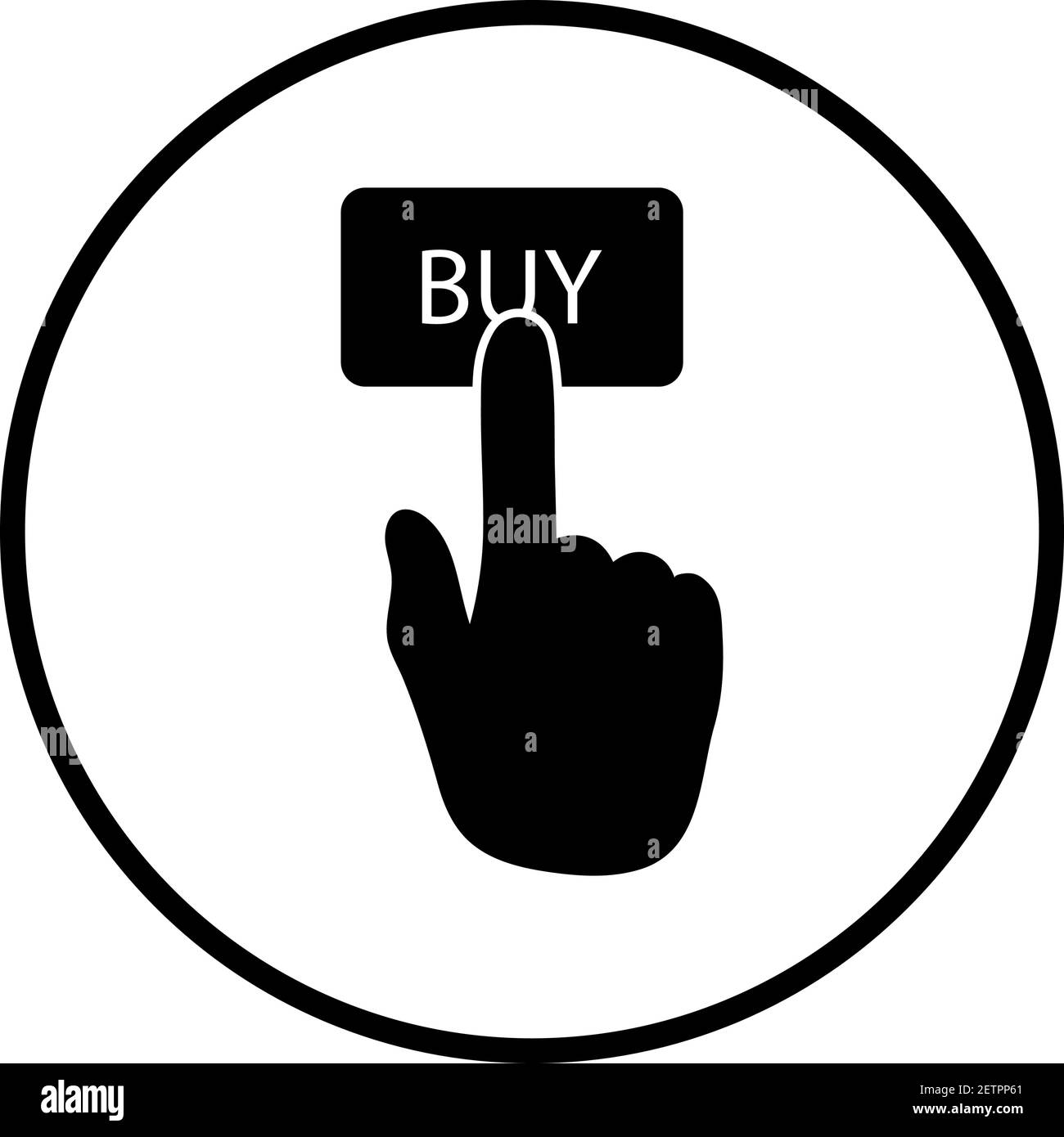 Finger Push The Buy Button Icon. Thin Circle Stencil Design. Vector Illustration. Stock Vector