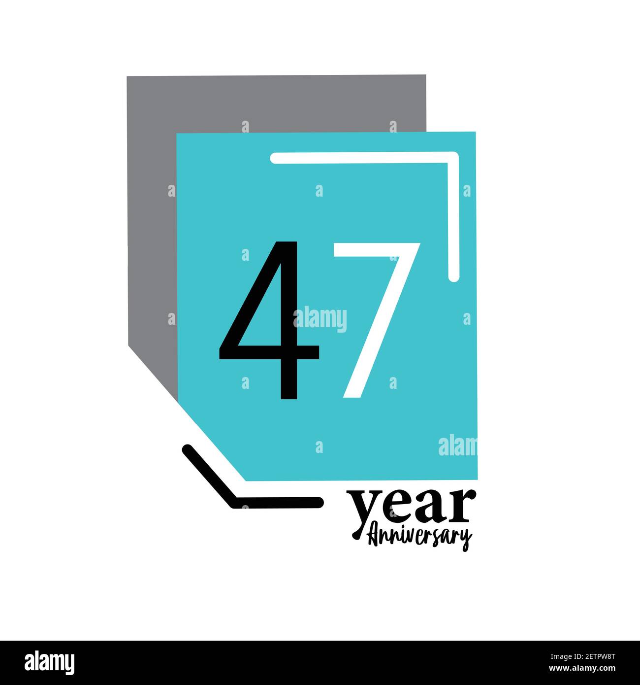 47 Year Anniversary Vector Template Design Illustration Blue Box Elegant White Background Stock Vector