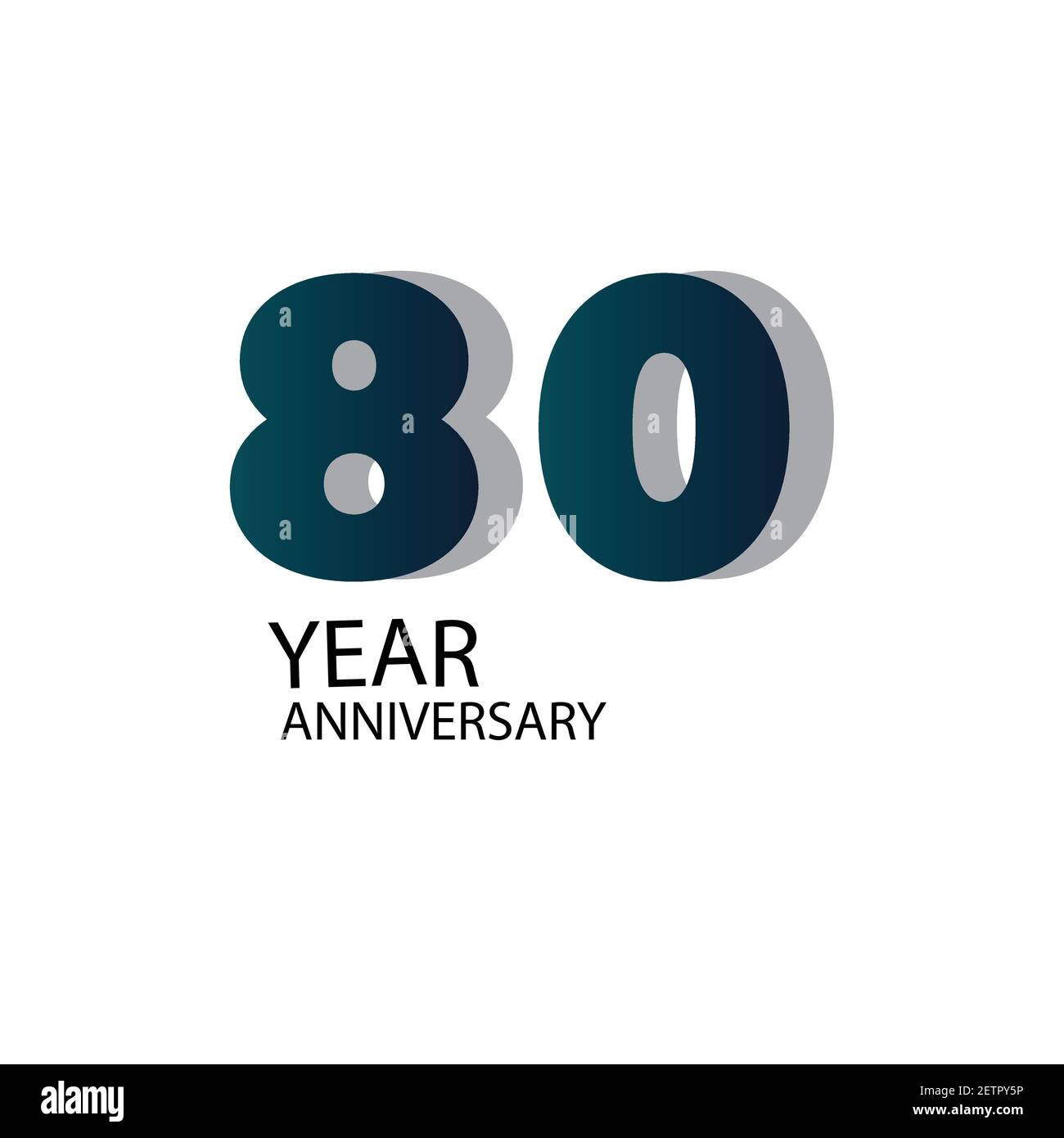 80 Year Anniversary Vector Template Design Illustration Blue Elegant