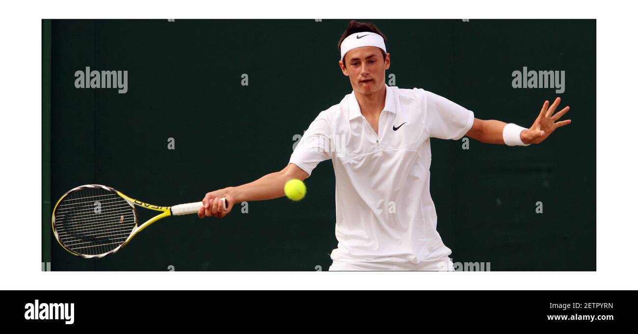 Wimbledon 2008....B Tomic (aus) plays M Willis (GBR) in the Boys singlesphotograph by David Sandison The Independent Stock Photo