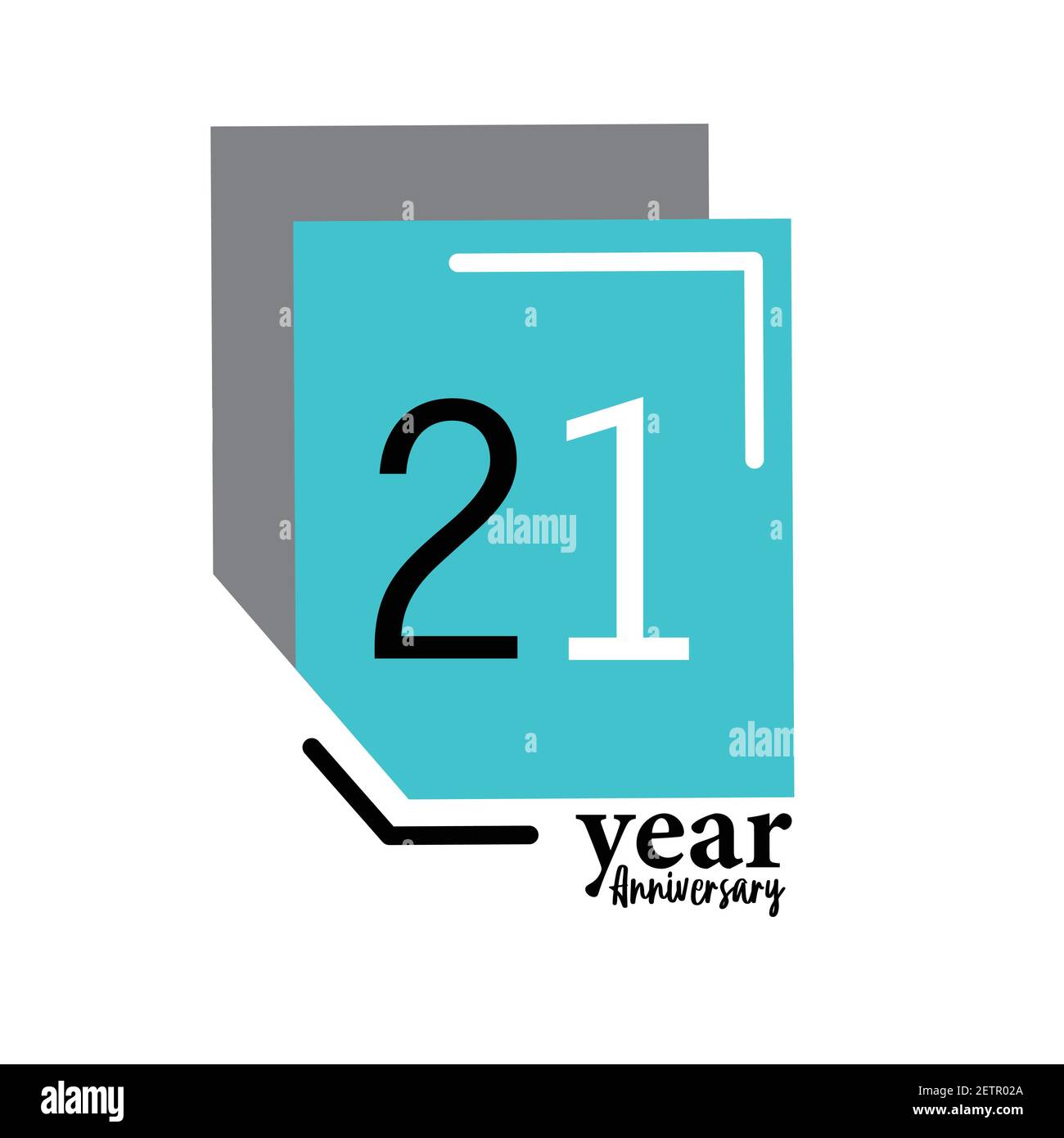 21 Year Anniversary Vector Template Design Illustration Blue Box Elegant White Background Stock Vector