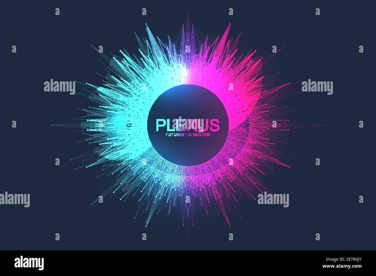 Abstract plexus background with dynamic particles. Plexus stream background with fractal elements. Deep learning artificial intelligence. Big data Stock Vector