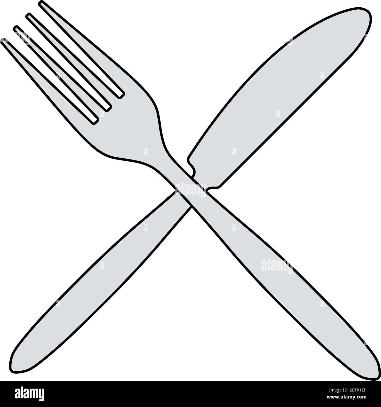 Fork And Knife Icon. Editable Outline With Color Fill Design. Vector