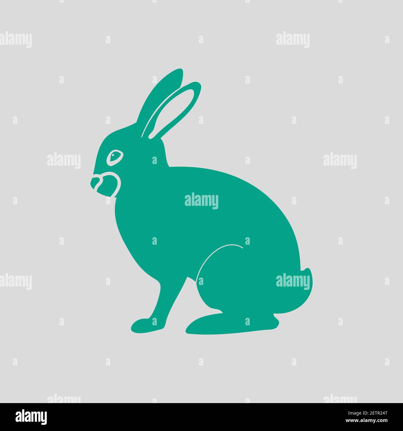 Easter Rabbit Icon. Green on Gray Background. Vector Illustration Stock ...