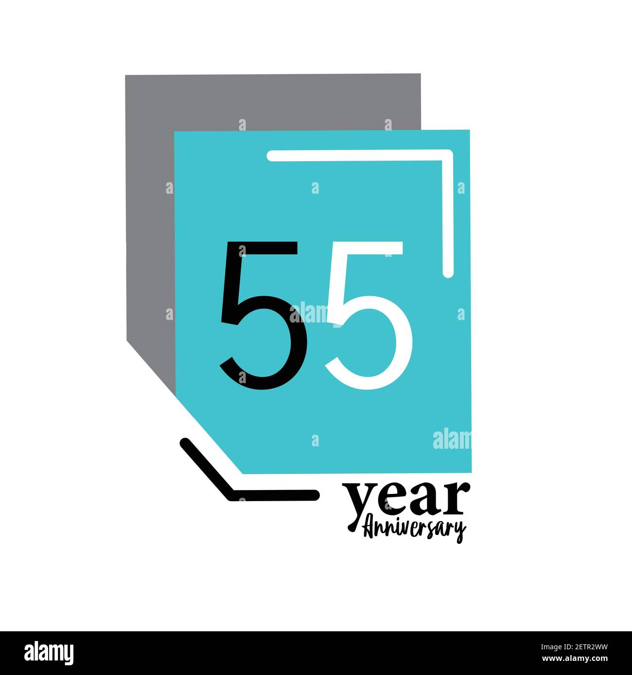 55 Year Anniversary Vector Template Design Illustration Blue Box