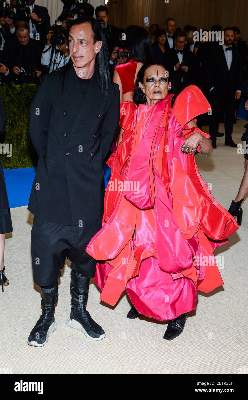 Rick Owens and Michelle Lemay arriving at The Metropolitan Museum