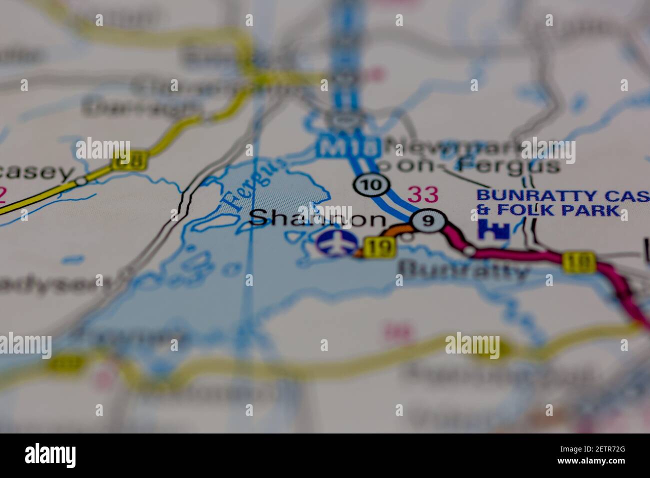 Shannon Shown on a road map or Geography map and atlas Stock Photo Alamy
