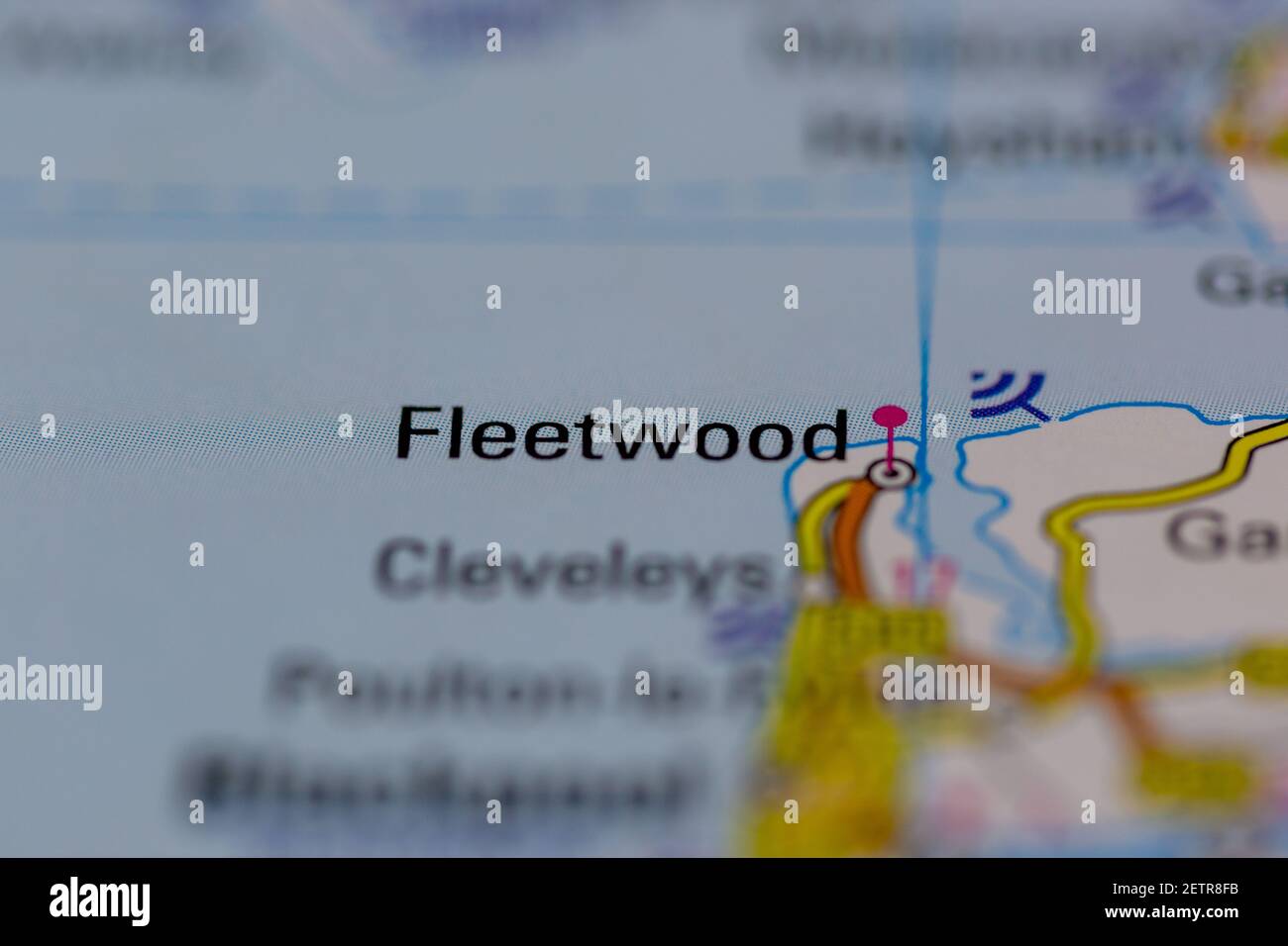 Fleetwood Shown on a road map or Geography map and atlas Stock Photo