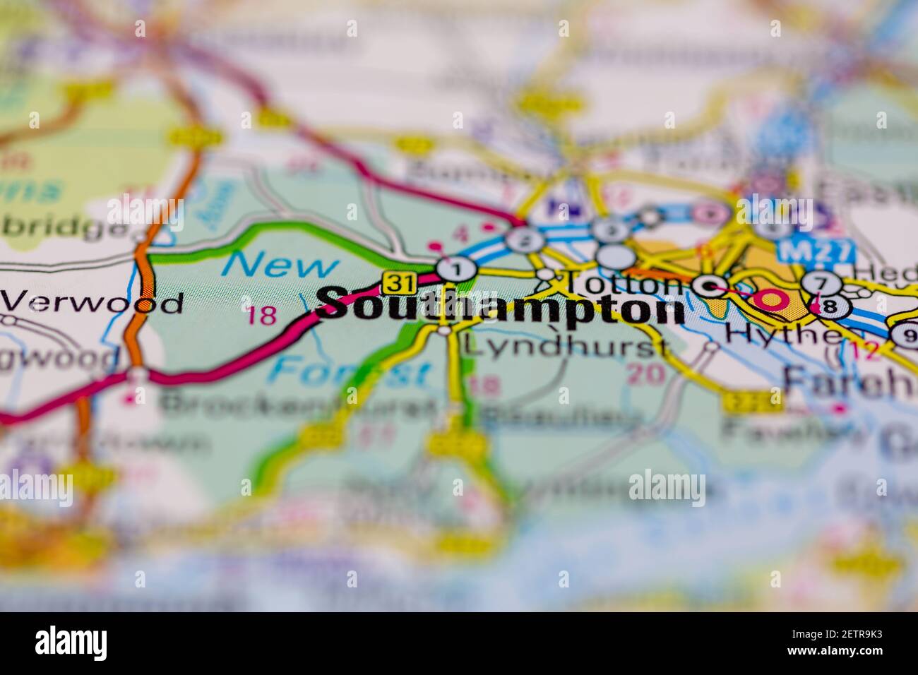 Southampton Shown on a road map or Geography map and atlas Stock Photo