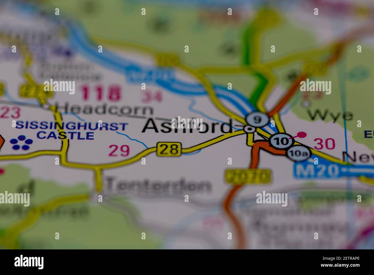Ashford Shown on a road map or Geography map and atlas Stock Photo