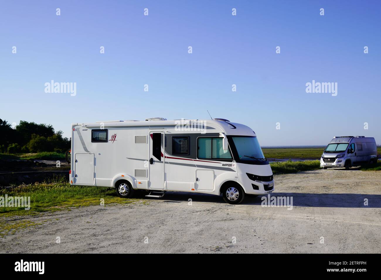 ares, Aquitaine / France - 12 12 2020 : Rapido 896F campervan parked by the sea side Stock Photo