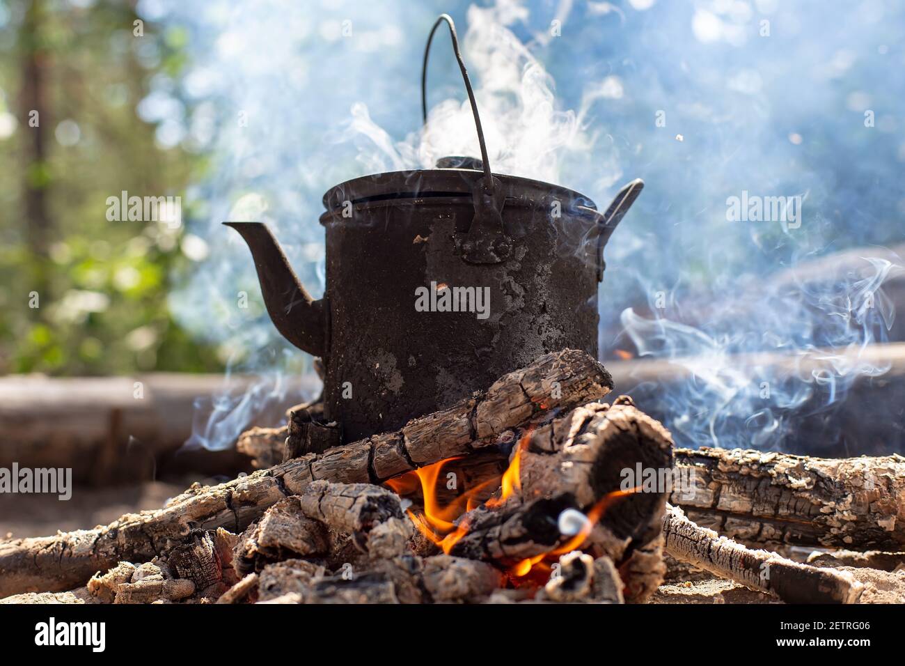 https://c8.alamy.com/comp/2ETRG06/boiling-kettle-with-hot-drink-stands-on-a-campfire-in-the-smoke-in-a-forest-2ETRG06.jpg