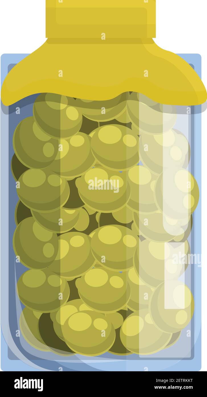 Jar olive icon. Cartoon of jar olive vector icon for web design