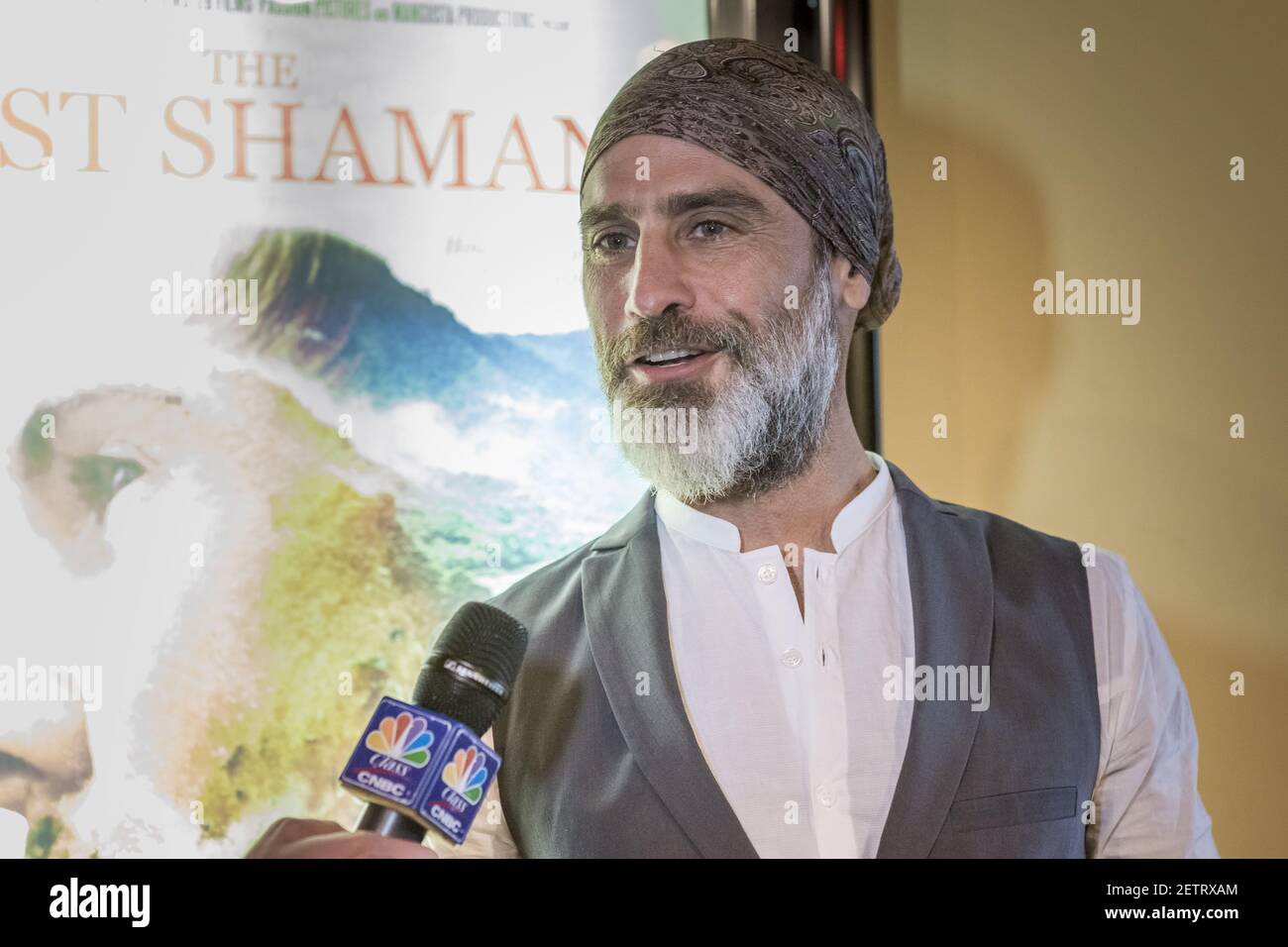 Raz Degan is seen in the lobby of the Landmark Sunshine Theater before ...
