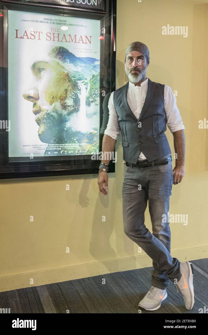 Raz Degan is seen in the lobby of the Landmark Sunshine Theater before ...