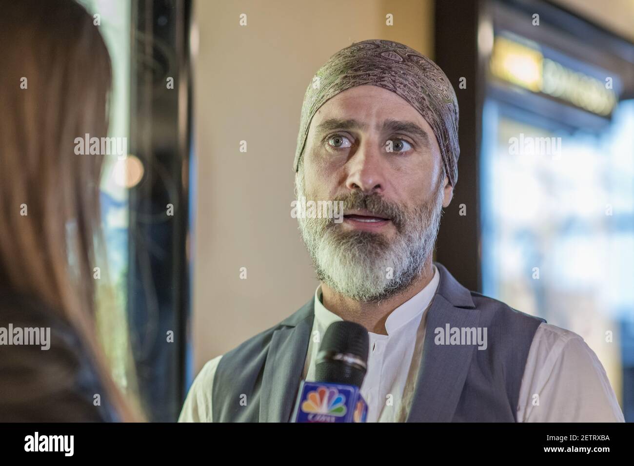 Raz Degan is seen in the lobby of the Landmark Sunshine Theater before ...