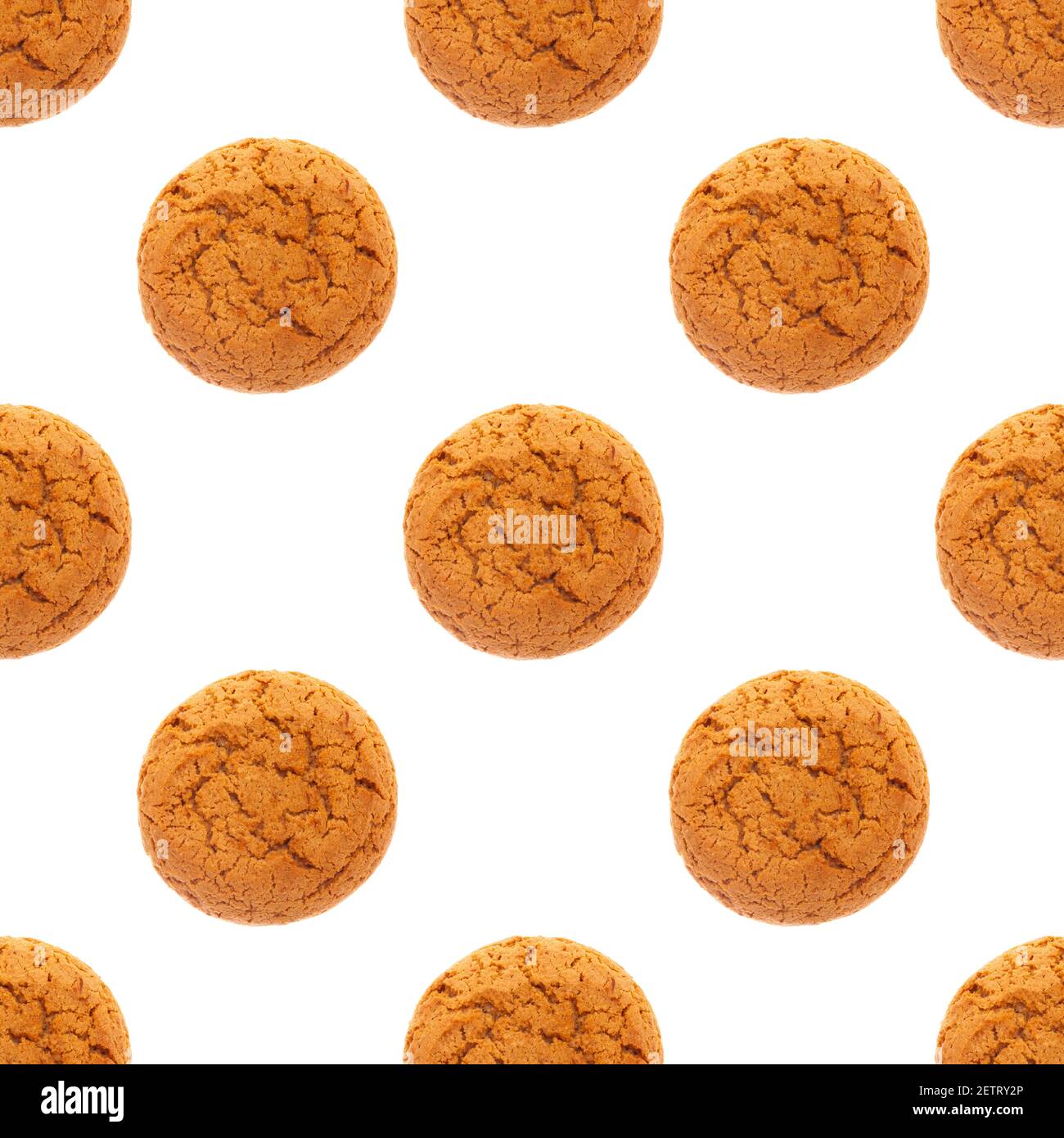 seamless pattern of oat biscuits isolated on a white background. High ...