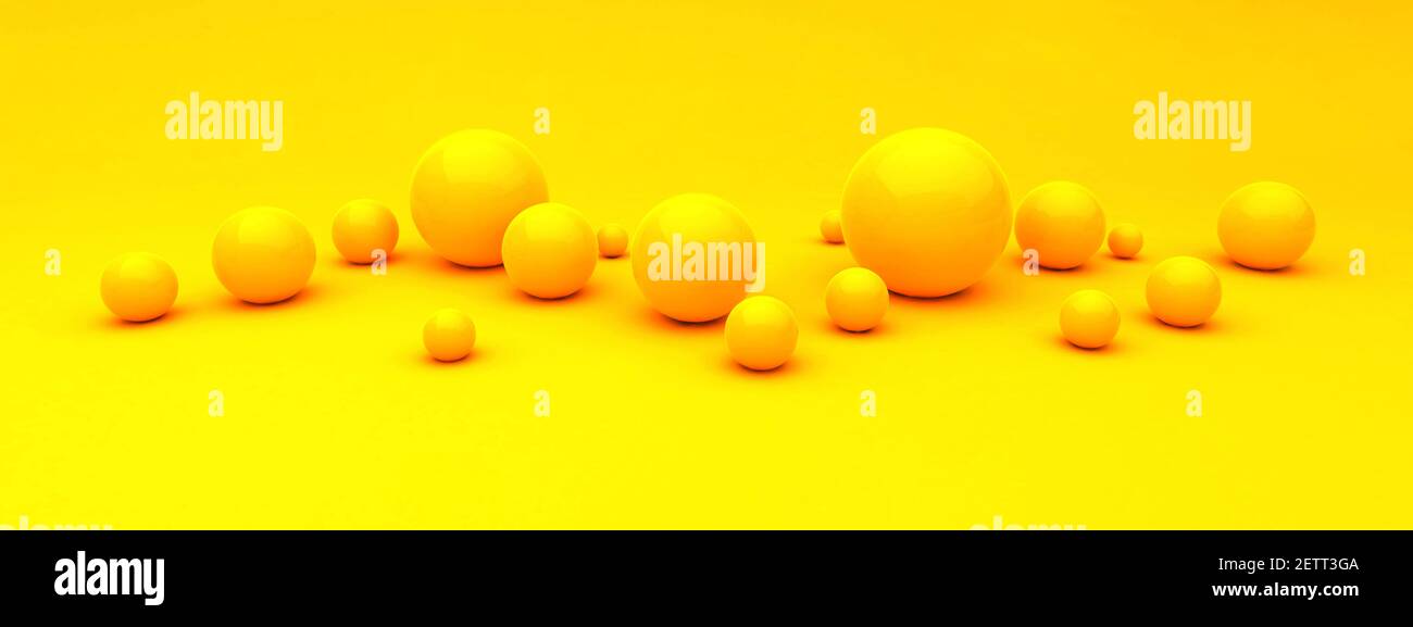 Abstract 3d render of spheres, composition with geometric shapes ...